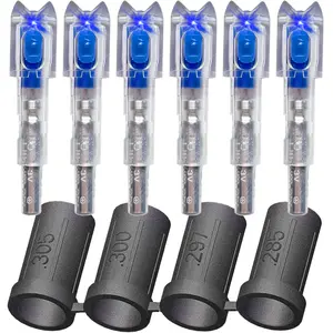 Sntxmy 6-Pack Crossbow Lighted Nocks with 4 Sizes .285/.297/.300/.305” Bushings Durable LED Arrow Nocks for Hunting Target Practice PVC Material