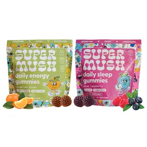 SuperMush Mushroom Gummies Bundle - Lions Mane, Reishi, Chaga, Cordyceps, L-Theanine, Magnesium & Chamomile - Vegan & Sugar-Free Supplement for Energy, Focus, Stress Relief & Deep Sleep - 28 Gummies Each