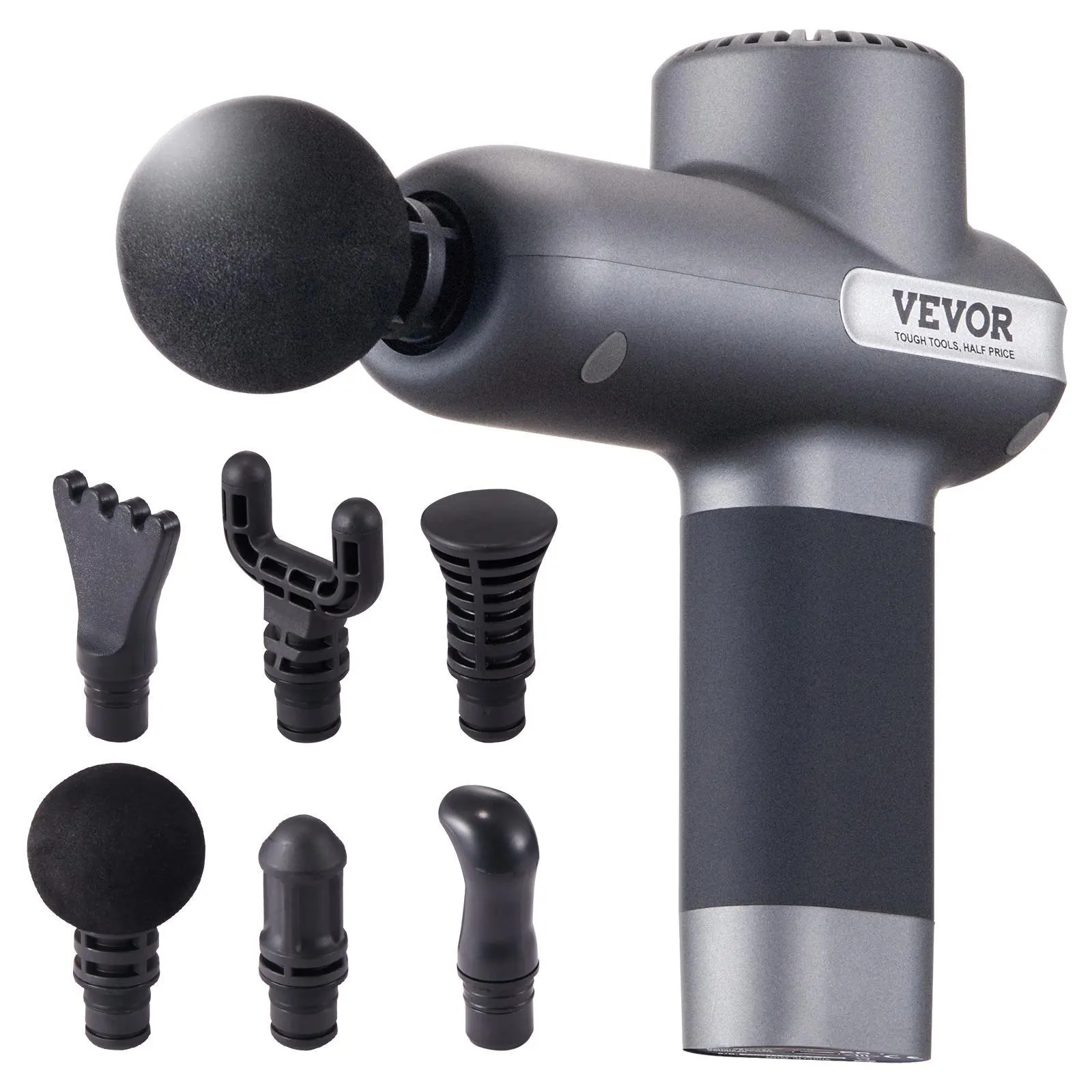 【Summerfinds】VEVOR Mini Massage Gun,  Percussion Muscle Massage Gun for Athletes - with 5 Speed Levels & 6 Massage Heads, 7.4V 2500mAh Batteries, Handheld Small Massage Gun for Pain Relief, Muscle Relaxation
