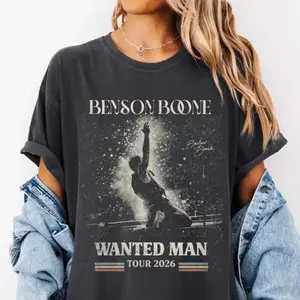 Benson Boone Wanted Man Tour 2026 Concert Tee, Retro Graphic T-shirt Unisex Crewneck Made In 100% Cotton, Design & Printed In The USA