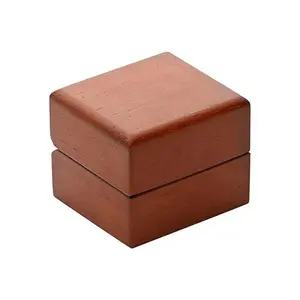 RING Jewelry Box, Hardwood, Square Warm Matte Brown