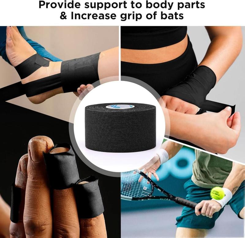 4 Rolls Black Athletic Tape, Sports Tape, Very Strong Easy Tear Wrist Ankle Tape, No Sticky Residue | Athletes, Medical, Athletic Trainers- 1.5inch x 15yards