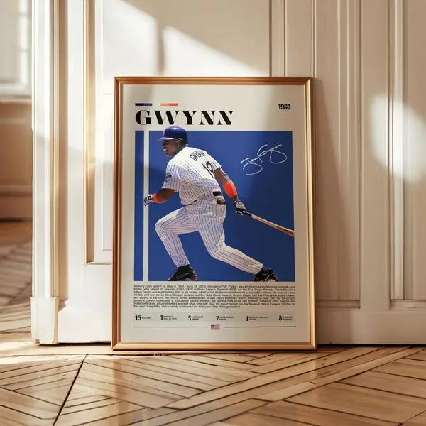 Vintage Tony Gwynn Baseball Poster - Sports Wall Art For Baseball Fans And Players