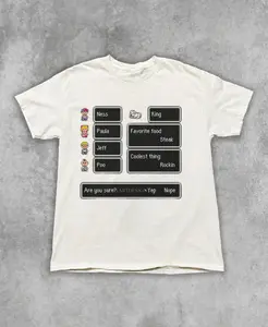 EarthBound T-Shirt, Mother 2 Ness Tee, Mani Mani Statue Shirt, SNES Retro Gaming Merch, Pixel Art RPG Apparel, Fan Gift