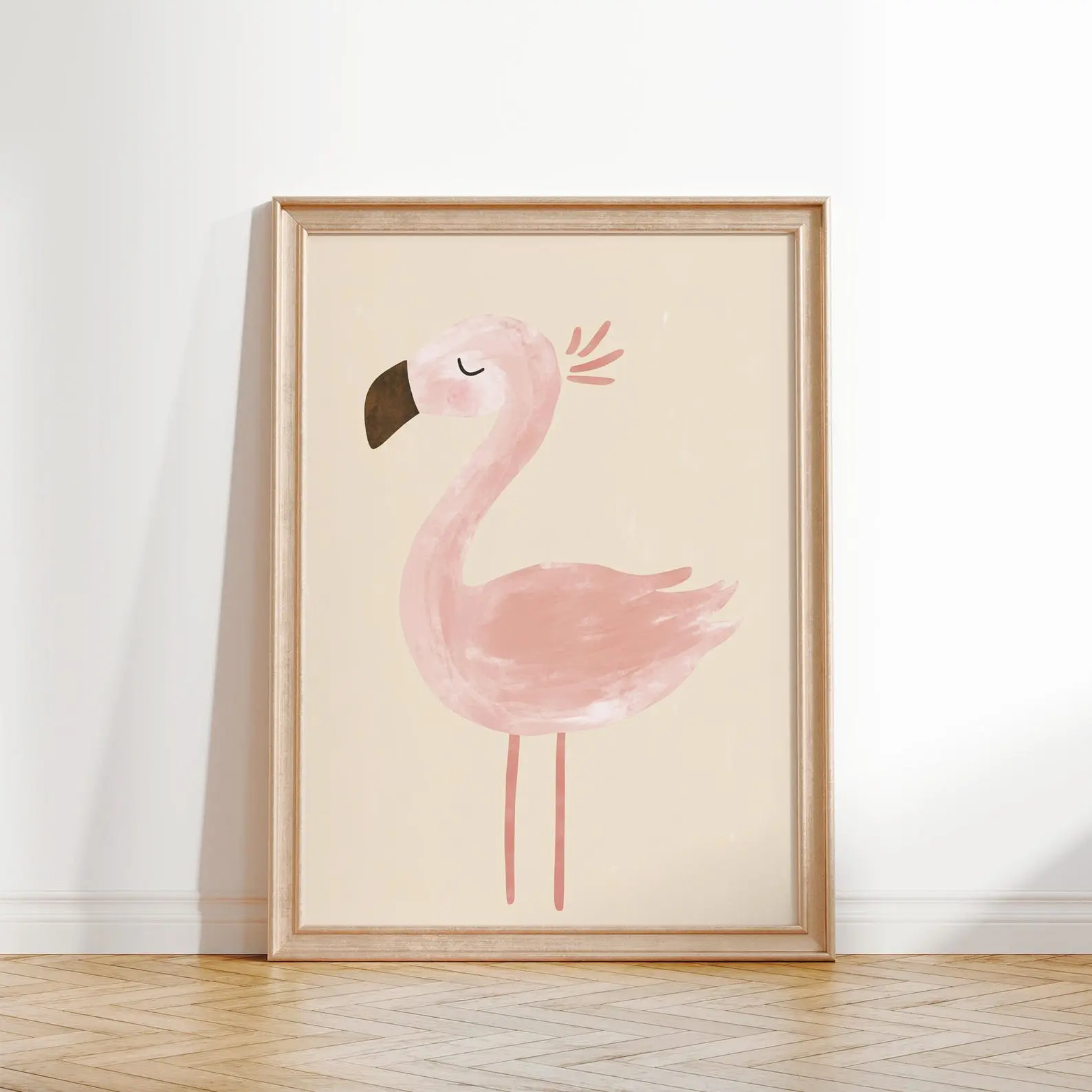 Flamingo Wall Art Nursery Animal Print Kids Room Decor Pink Flamingo Poster Baby Room Art Flamingo Pink Girls Room Decor Premium Luster Photo Paper Inkjet Printing Double-Sided Tape Hanging Option