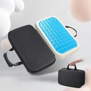 Gel Memory  Seat Cushion with Washable Cover Non-Slip Thick Chair Cushion with Portable Handle & Storage Pocket Adjustable Chair Pad for Long Sitting (Black)