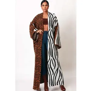 Mixed Safari Floor Length Duster Cardigan