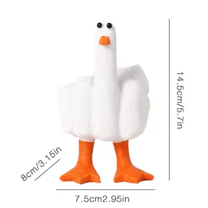 Duck You Creative Middle Finger Duck Ornament 14.5cm Resin Garden Statue Fun Craft Decoration Synthetic Material