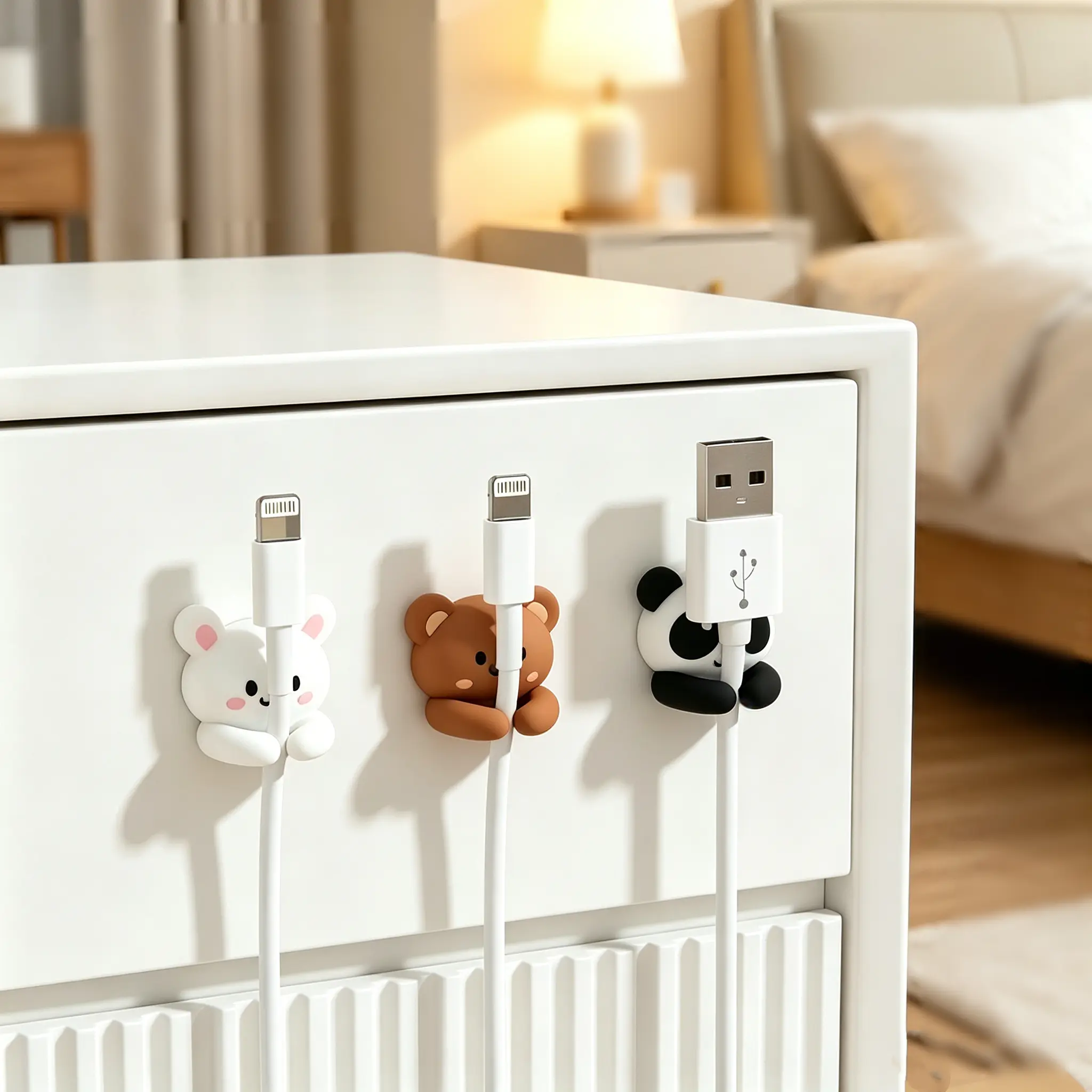 Cute Animal PVC Cable Clips Set With Protective Cover, Multi-Color Desktop Wire Management Organizer, Practical Charging Cable Holder For Desk And Bedside To Tidy Up Various Charging Lines