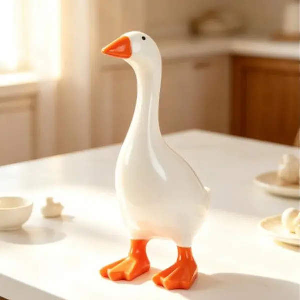 Adjustable Cute Duck Magnetic Beak Key Holder - Ceramic Animal-Shaped Body, Compact Home-Office Organizer, Multiple-Key Hook, Ideal Gifts for Women