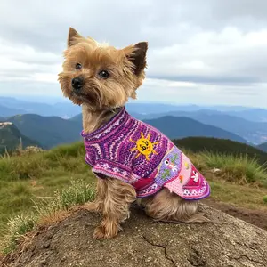 Pink Fiesta Alpaca Dog Zip-Up Sweater XX0–14 | Handmade in Peru