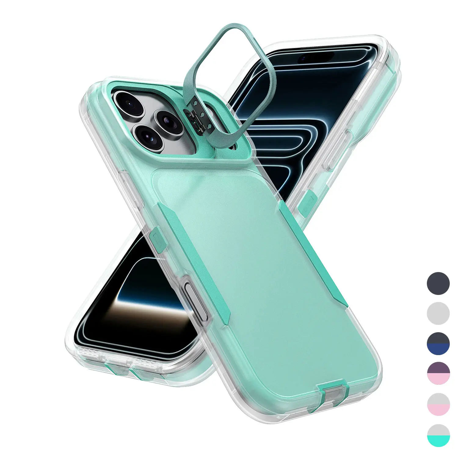 2-in-1 Lens Stand Case & Protection Cover for iPhone 17,16,15,14,13,12 Pro Max - Military-Grade Shockproof for Smartphone, Handheld, Cellphone Devices, Casing