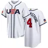 Men's USA #4 Crow-Armstrong White fully embroidered, stitched button-down sports jersey, USA World Baseball Classic flag fan jersey, athletic tops apparel jersey