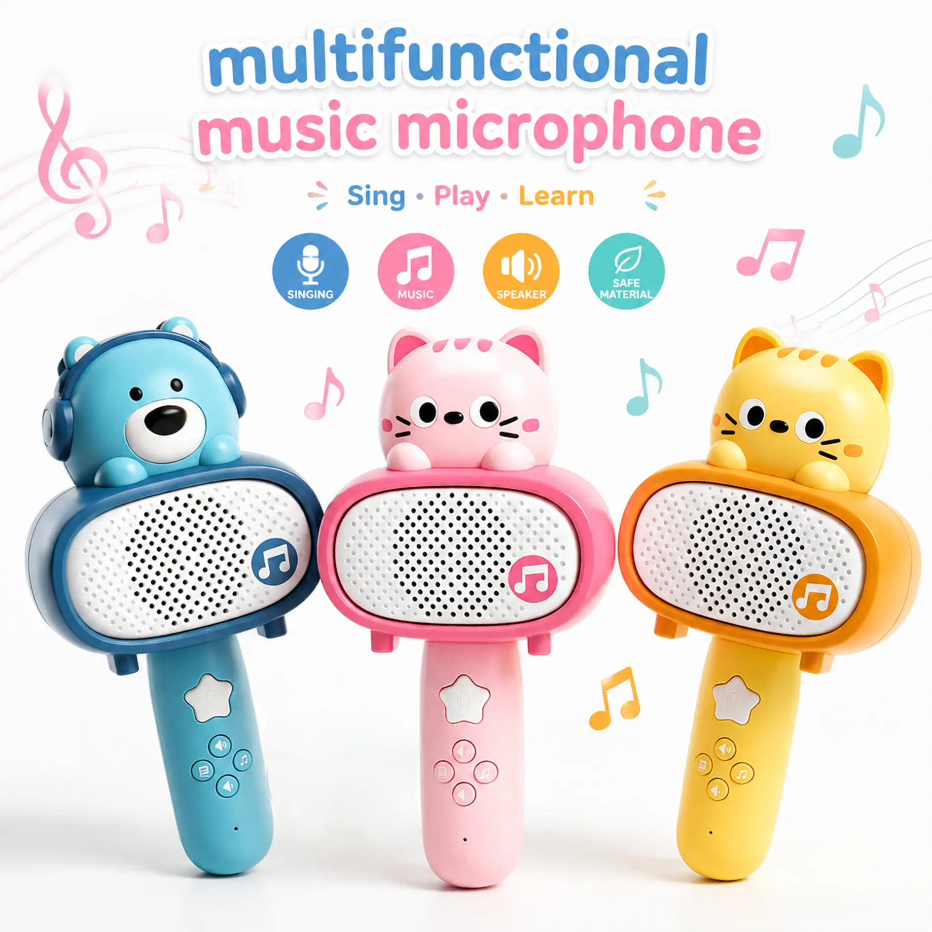 Animal Shaped Mini Karaoke Machine - Portable Bluetooth Speaker with Microphone, Kids' Singing Toy, Ideal Christmas Birthday Gift for Ages 3-8+