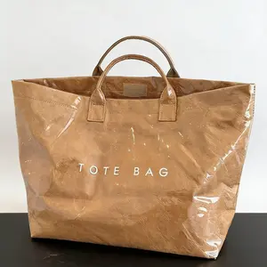 Women's Vintage Letter Print Tote Bag, Waterproof Large Capacity Handbag, Sturdy Durable Everyday Bag for Work Commute Shopping Travel