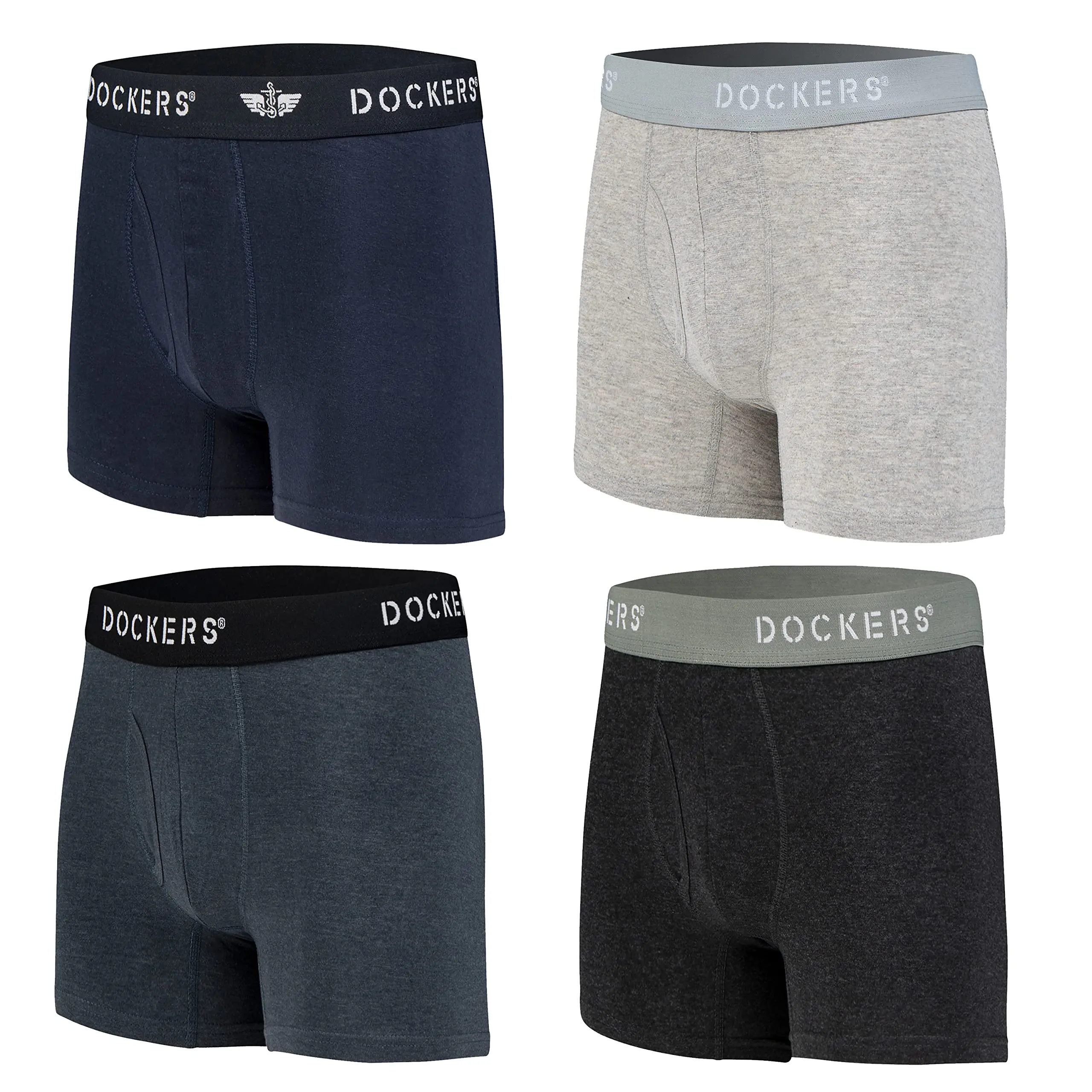 DOCKERS Mens Stretch Boxer Brief Underwear 4 Pack - Comfortable Fit & Modern Look - Stretch Cotton Material - Minimalist Style