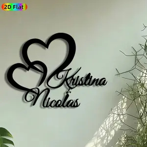 1pc Intertwined Hearts With Names Metal Wall Art, Custom Name Hearts Statue Mural, Intricate Craftsmanship, Perfect for Valentines Day, Anniversary Decor, Perfect for Bedroom Living Room Wedding Venue Decor, Ideal Gift for Romantic Decor Enthusiasts.