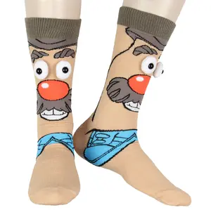 Mr Potato Head Sock Toy Story Mr Potato Head 3D Eyes Character Big Face Knit Mid Calf Mens Crew Socks Shoe Size 6-12