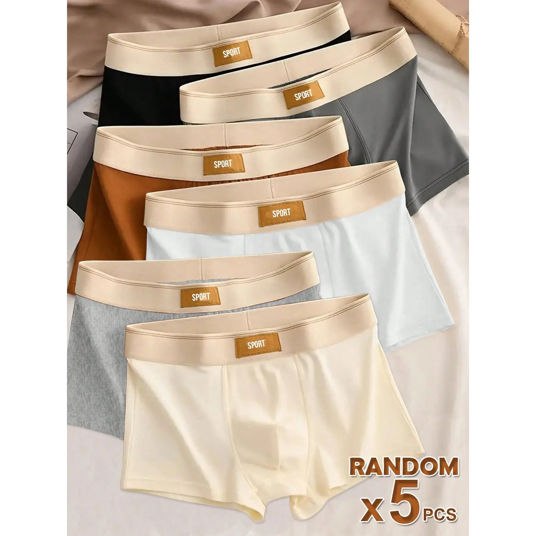 Men's 5-Pack Casual Boxer Briefs Set - Soft Breathable Stretch Fabric Menswear Underwear, Lightweight with Comfortable Elastic Waistband for Gym, Office, Day Wear, Athletic Boxers Briefs, High Stretch Underwear