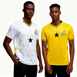 2526 Ghana National Team Soccer Jersey\Home Away White Yellow\Stretchy Short Sleeve Quick-drying Breathable Football Shirts\ Fan Version Top For Men