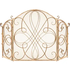 Best Choice Products 3-Panel 55x33in Wrought Iron Fireplace Safety Screen Decorative Scroll Spark Guard Cover Best Choice Products 3-Panel 55x33in Wrought Iron Fireplace Safety Screen Decorative Scroll Spark Guard Cover
