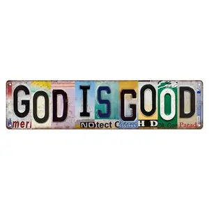 Vintage "God Is Good" Aluminium Street Sign Wall Plaque, 16x4 In Metal Accent, Home Decor Products, Living Room & Bar Decor