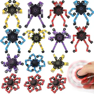 4PCS Transformable Fidget Spinners Toys for  Kids and Adults With Anxiety Stress Relief Gifts , Durable Rabot Fingertips Gyros for party Favors Stocking Stuffers  Treasure Box