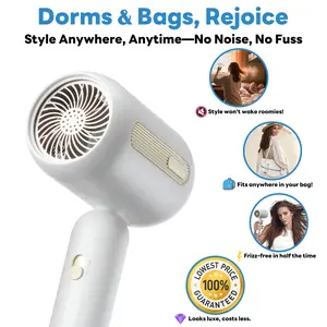 Portable Travel Negative Ionic Hair Dryer Low Noise Blow Dryer Smart Temperature Control Hair Dryer Advanced Ionic Technology One-button Simple Operation, Suitable for Traveling, School Dormitory Use Cream
