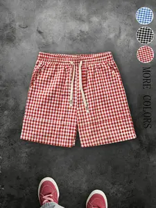 Men’s and women’s versions of casual, street-style, solid-colored Plaid checkered Fitted Unisex shorts. Stylish and relaxed streetwear. Perfect for Y2K fashion, school events, sports, commuting, parties, and gatherings.
