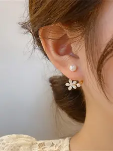 Korean Style Floral Design Earrings, Light Luxury Two-Wear Small Studs, Unique Fashion Accessory for Women, Perfect Gift Idea