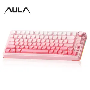 Aula S75pro Three-Mode Mechanical Keyboard, Multi-Function Knob Small Screen, Large Capacity Battery, RGB Lighting, Hot Swap Axes, Gaming Office Use, Suitable For Notebook Desktop Computer Equipment, Backlit Keyboard