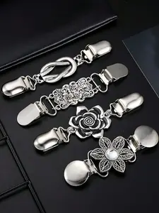 4pcs Vintage Shirt Dress Cardigan Clips, Women Waist Cincher, Sweater Shawl Brooch Jacket Clips