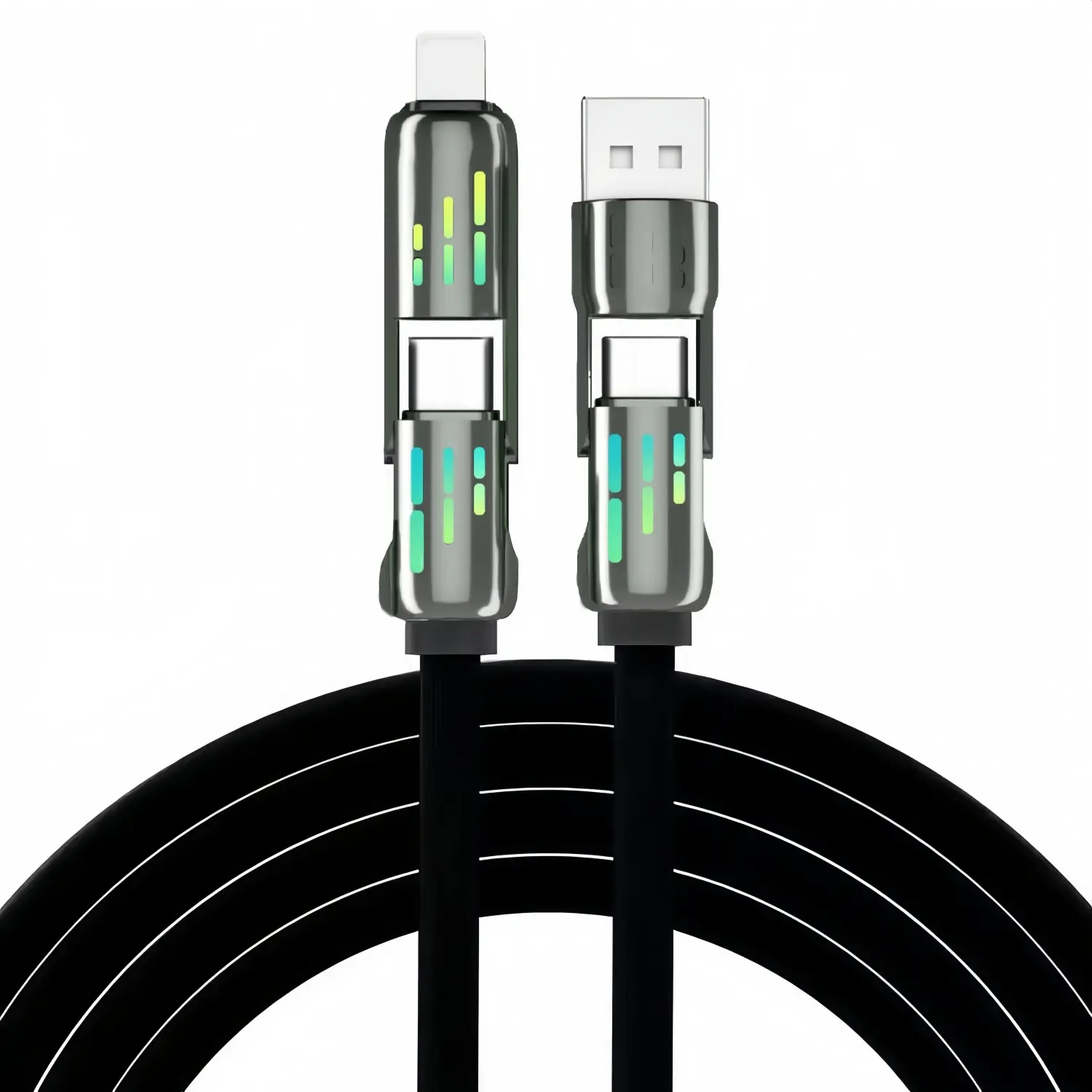 TEILYBAO 4 in 1 USB Charging Cable, Type C Charging, USB C Cables, 240W Fast RGB Charger Cord for iPhone 16/15/14/13 & for iPad & Android Phones & for MacBook & Tablets & More, Electronic