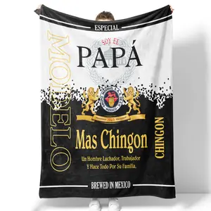 Papá Mas Chingon Throw Blanket Gifts for Mexican Dad, Blanket Birthday Gifts Fleece Flannel Plush Microfiber Blanket for Couch Bed Sofa