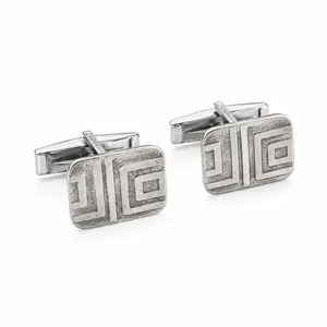 Classic Sterling Silver Greek Key Cufflinks