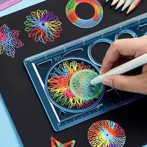 DIY Drawing Ruler Kit, Plastic Measuring Tool for Artists and Office Supplies, Essential Crafting Accessory with Markers and Stencils