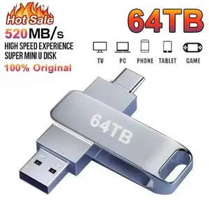 64TB USB 3.2 Flash Drives U Disk 2TB High Speed Metal Pendrive WaterProof Type-C Memoria USB Stick USB Drives 8TB 2TB 1TB 2026