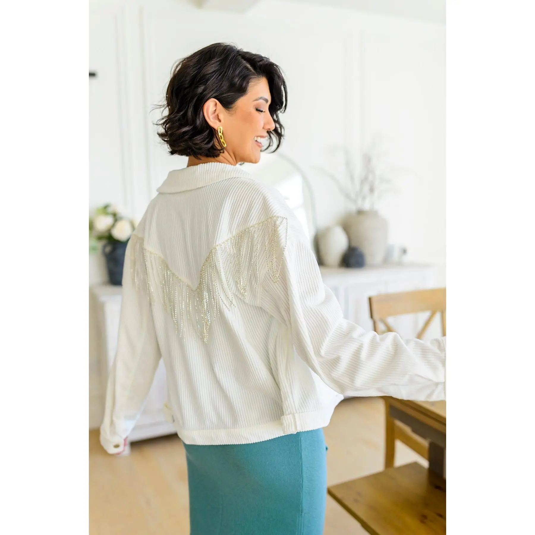 Loretta Rhinestone Fringe Jacket
