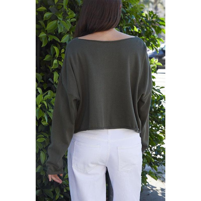 John Galt Women's Green Cameron Cropped Sweater