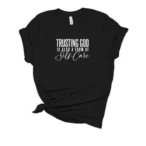 Lady's Short Sleeve Trust in God T-Shirt - Round Neck Top, Simple Style, Casual Comfortable Everyday Wear with Inspirational Text Design