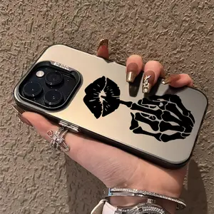 Compatible with iPhone 17 Pro Max 16 Plus 15 14 13 12 11 Air E Skull Hand Lip Tattoo Durable shockproof Anti-Scratch PC Protective Case