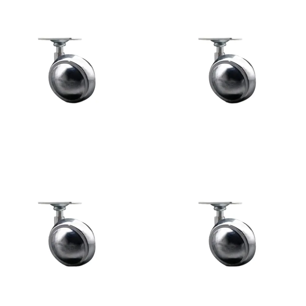 Service Caster SCC-TP01S20-DCS-BC-4 2 in. Swivel Metal Ball Caster for Furniture Bright Chrome Finish Casters with 1.5 in. by 1.5 in. Top Plate Casters - Set of 4