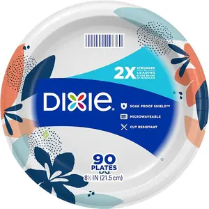 Medium Paper Plates 8.5 Inch 90 Count, 2x Stronger Microwave-safe