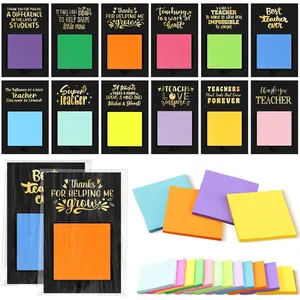 36 Pcs End of Year Teacher Gift Sticky Note Holder Thank You Sticky Note Pad Holder OPP Bags for Graduation Coworker Nurse Employee Appreciation Gifts (Black Color)