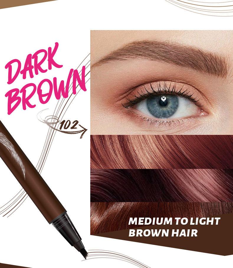 Multi-Tip Hair-Like Eyebrow Pen, Waterproof Quick-Dry Brow Marker, Natural Microblading-Effect Eyebrow Pencil for Defined Brows