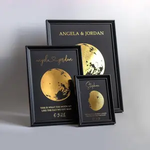 Personalized Moon Phase by Date Gift 2025, Gold Foil Print, This is How the Moon Looked Like on the Day we Met, Got Married, Engaged