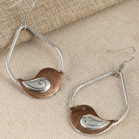 Vintage Cute Bird Pendant Earrings, Copper Earrings, Fun Jewelry Accessories for Women’s Holiday Parties, Perfect Gift for Friends, Statement Earrings, Fashion Earrings