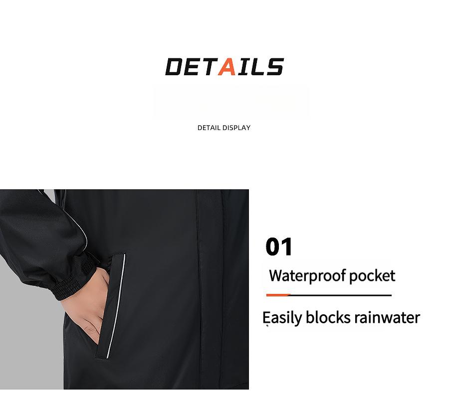 Male Durable Reflective Waterproof Rain Suit - Lightweight Windproof Outdoor Raincoat & Waterproof Pants Set, Hiking/Light Outdoor Rainwear for Riding