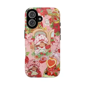 Strawberry Shortcake Phone Case, Cute Collage Tough Phone Case, Sweet, Retro, Vintage Phone Cover, Compatible with iPhone 11/12/13/14/15/16/17 (Pro Max/Plus) Suitable as a Gift for Friends and Family