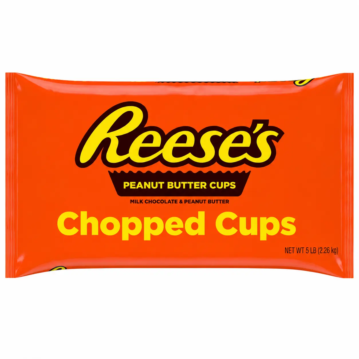Reese's Chopped Milk Chocolate Peanut Butter Cups, 5 lb Bulk Bag - Authentic Flavor, Ready-to-Use Sweet Snack & Cookie Topping